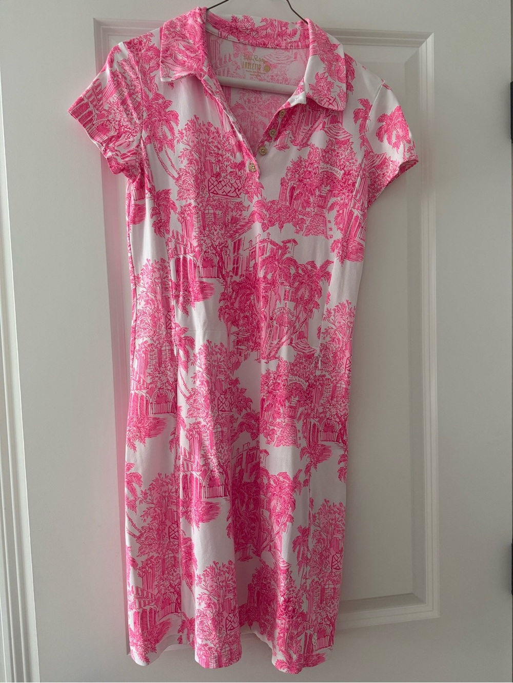 Lilly Pulitzer Pink and White Toile Polo Dress